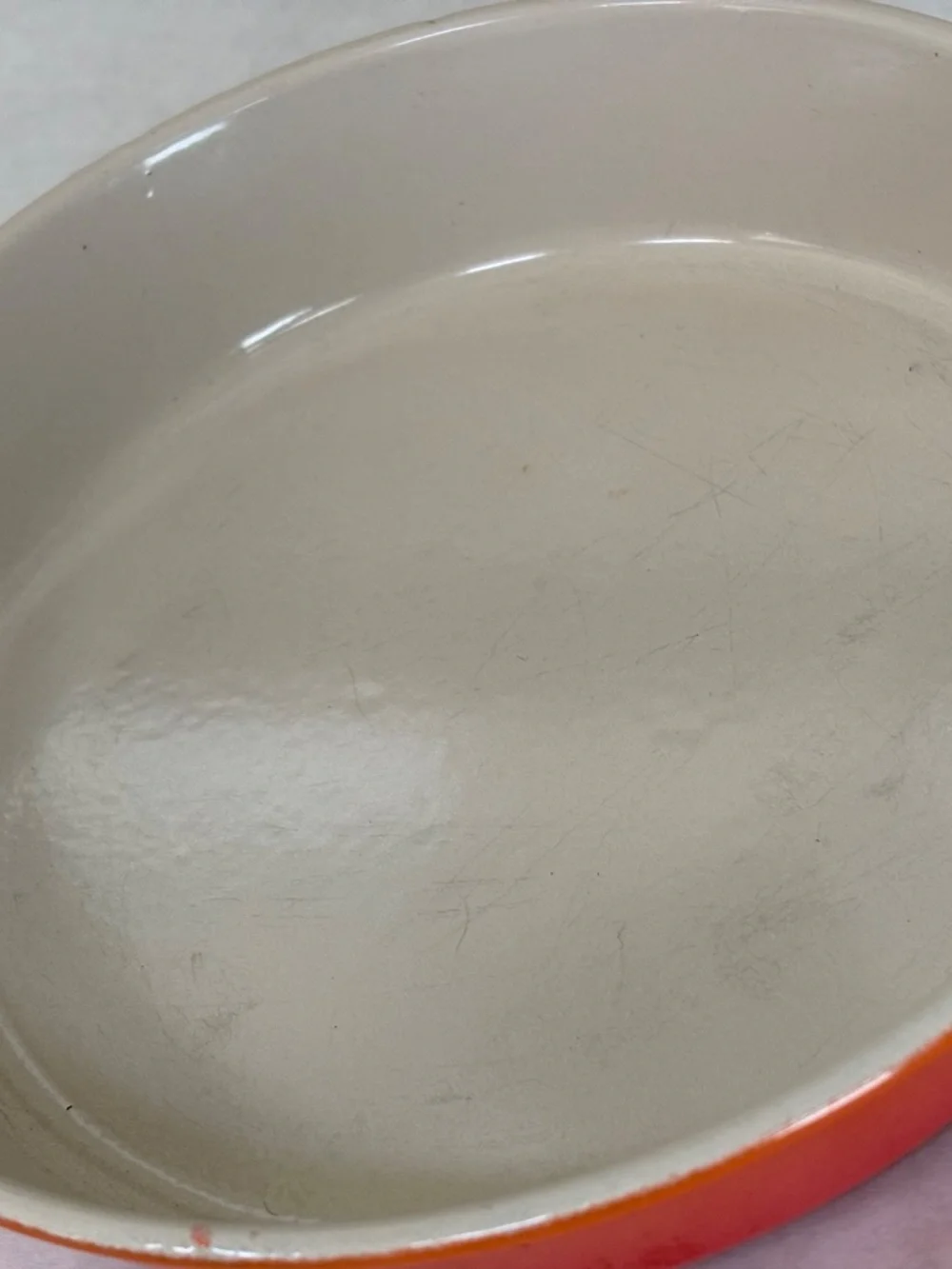 Vintage Le Creuset Flame Orange Enameled Cast Iron Gratin Dish #22